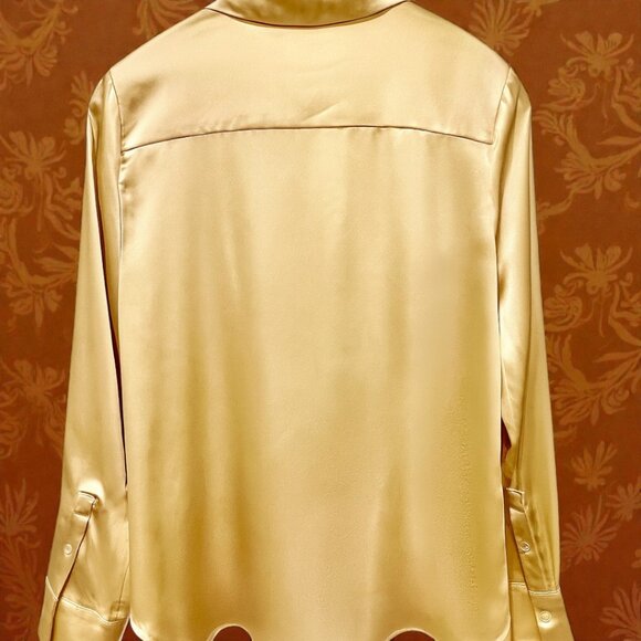 A New Day Satin Blouse – Champagne Cream, Hidden Button Placket, Size Medium - Picture 2 of 3